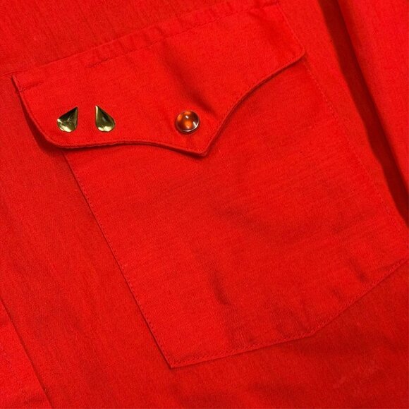 Vintage Panhandle Slim Pearl Snap Western Shirt Made in USA Red 16 Large - Picture 4 of 8